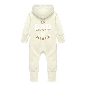 Dad Can Fix It - Baby Organic Sweat Overalls With Hood - vanilla - Back