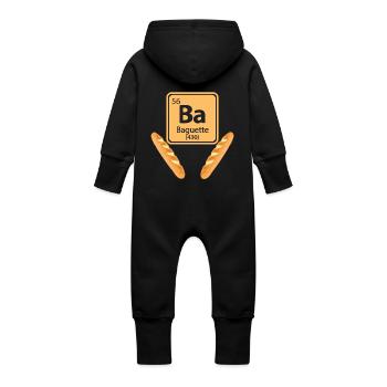 Baguette Element Funny Periodic Table - Baby Organic Sweat Overalls With Hood - vanilla - Back