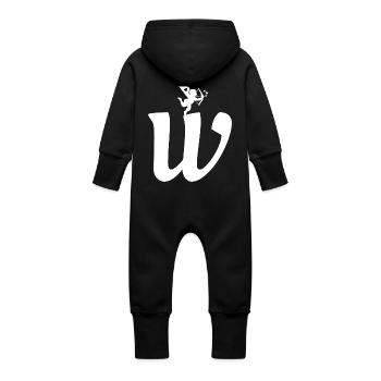 W - Baby Organic Sweat Overalls With Hood - black - Back
