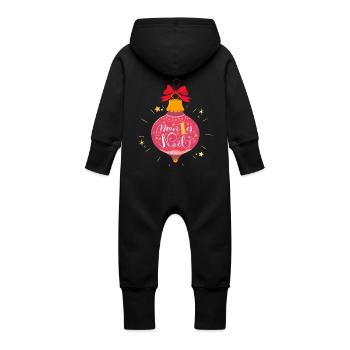 Mon premier Noël / Fille - Grenouillère à capuche bio en molleton Bébé - noir - Dos