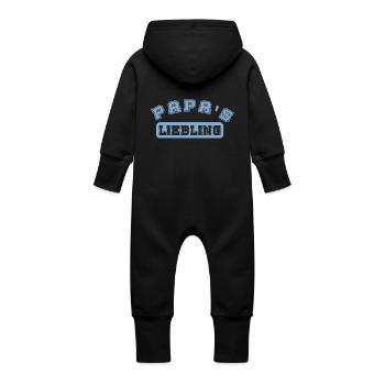 Papa's Liebling blaue Schrift Geschenk Papa Sohn - Baby Bio Sweat Overall mit Kapuze - Schwarz - Hinten
