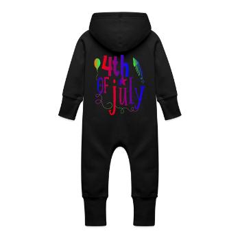 Independence Day USA Amerika 4th July Geschenk - Baby Bio Sweat Overall mit Kapuze - Schwarz - Hinten