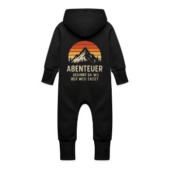 Adventure Mountain Nature Chemise design rétro - Grenouillère à capuche bio en molleton Bébé - noir - Dos