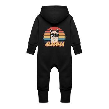 Chemise rétro en alpaga – ALMAMA Design - Grenouillère à capuche bio en molleton Bébé - noir - Dos
