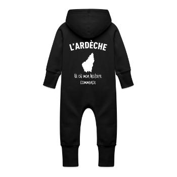 ardeche-histoire - Grenouillère à capuche bio en molleton Bébé - noir - Dos