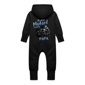 Futur Motard Comme Papa - Grenouillère à capuche bio en molleton Bébé - noir - Dos