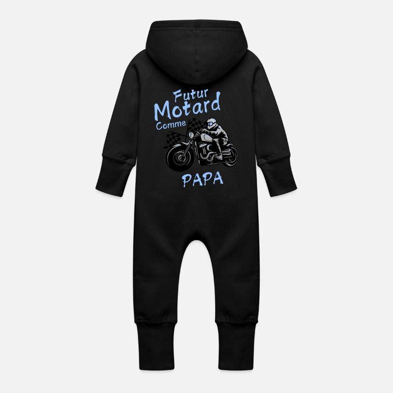 Futur Motard Comme Papa - Grenouillère à capuche bio en molleton Bébé - noir