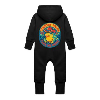 Country Toads Take Me Home - Baby Organic Sweat Overalls With Hood - black - Back