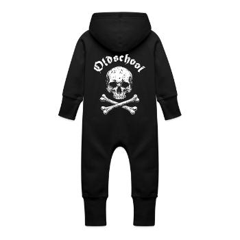 Logo de pirate de la crique OLDSCHOOL - Grenouillère à capuche bio en molleton Bébé - noir - Dos