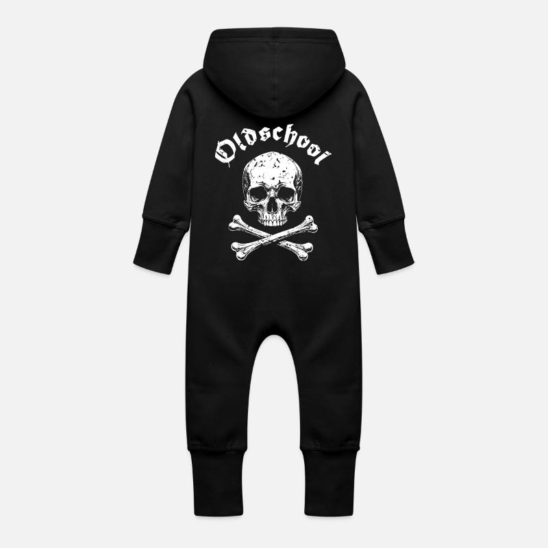 Logo de pirate de la crique OLDSCHOOL - Grenouillère à capuche bio en molleton Bébé - noir