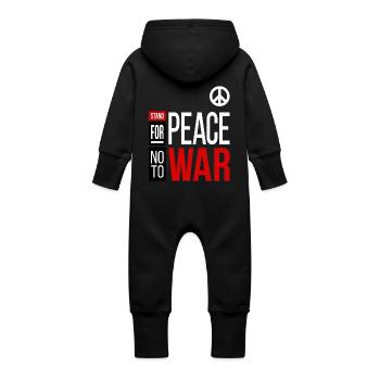 PLAIDER POUR LA PAIX, NON À LA GUERRE | B2 - Grenouillère à capuche bio en molleton Bébé - noir - Dos