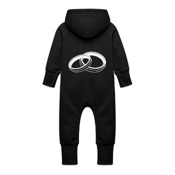 Alliances Symbole Silhouette Mariage - Grenouillère à capuche bio en molleton Bébé - vanille - Dos