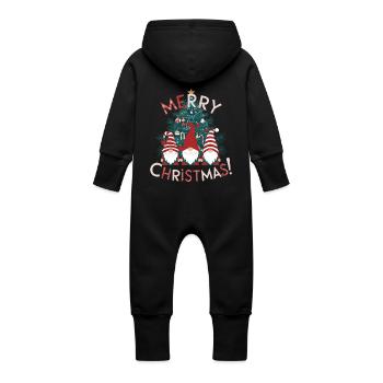Gnom Weihnachten Gnome Tannenbaum Merry Christmas - Baby Bio Sweat Overall mit Kapuze - Schwarz - Hinten