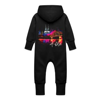 Köln Skyline Kölner Dom Deutschland Stadt Bunt - Baby Bio Sweat Overall mit Kapuze - Schwarz - Hinten