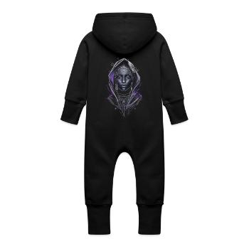 Afro Futuristisches Black History Month Kunstwerk - Baby Bio Sweat Overall mit Kapuze - Schwarz - Hinten