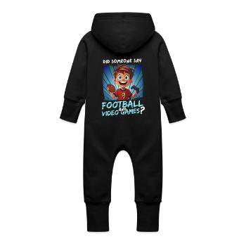 9th Birthday Football and Gaming for 9 Year Olds - Baby Organic Sweat Overalls With Hood - vanilla - Back