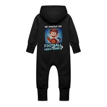 13th Birthday Football and Gaming for 13 Year Olds - Baby Organic Sweat Overalls With Hood - vanilla - Back