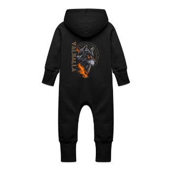 Vegvisir Kompass Wolf Runen Walhalla Wikinger - Baby Bio Sweat Overall mit Kapuze - Schwarz - Hinten