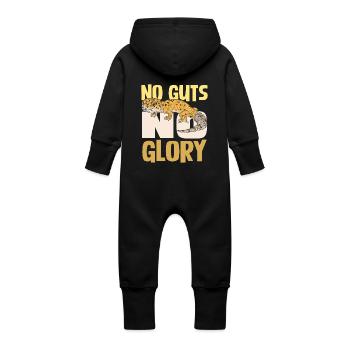 No Guts No Glory Gecko Abenteuer - Baby Bio Sweat Overall mit Kapuze - Schwarz - Hinten