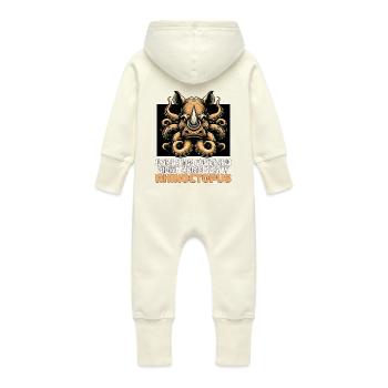 CHARGER EN AVANT HUIT BRAS PRÊTS RHINOCÉROS ET PIEUVRE - Grenouillère à capuche bio en molleton Bébé - vanille - Dos