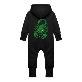 Scorpion vert vénéneux dans le style bande dessinée - Grenouillère à capuche bio en molleton Bébé - noir - Dos