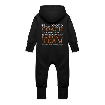 Original-Handball-Trainer-Geschenk - Baby Bio Sweat Overall mit Kapuze - Vanille-Milchshake - Hinten