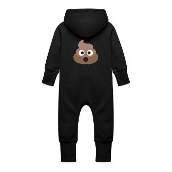 Poo Emoji-Gesicht! Retro Design! - Baby Bio Sweat Overall mit Kapuze - Schwarz - Hinten