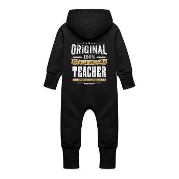 Original 100% Awesome Teacher - Baby Bio Sweat Overall mit Kapuze - Schwarz - Hinten