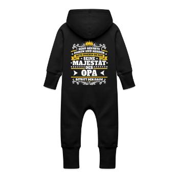 Seine Majestät der Opa - Baby Bio Sweat Overall mit Kapuze - Vanille-Milchshake - Hinten