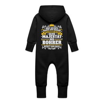 Seine Majestät der Bohrer - Baby Bio Sweat Overall mit Kapuze - Schwarz - Hinten