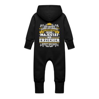 Seine Majestät der Erzieher - Baby Bio Sweat Overall mit Kapuze - Schwarz - Hinten