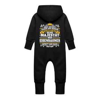 Seine Majestät der Eisenbahner - Baby Bio Sweat Overall mit Kapuze - Schwarz - Hinten
