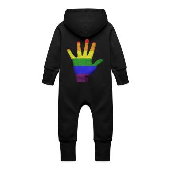 main LGBT PRIDE - Grenouillère à capuche bio en molleton Bébé - noir - Dos