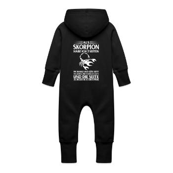 Als SKORPION habe ich 3 Seiten... Sternzeichen - Baby Bio Sweat Overall mit Kapuze - Schwarz - Hinten