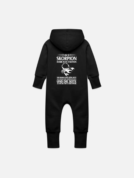 Als SKORPION habe ich 3 Seiten... Sternzeichen - Baby Bio Sweat Overall mit Kapuze - Schwarz