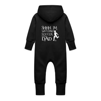 Chut Je regarde le football avec papa - corps drôle de bébé - Grenouillère à capuche bio en molleton Bébé - noir - Dos