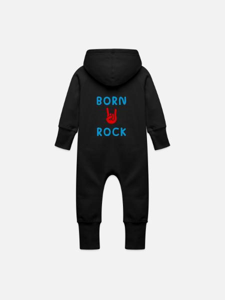 Født til at klippe - Funny Baby Body Baby Body - Økologisk sweatshirt-overall med hætte til baby - sort