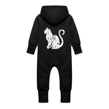 Music Lover Cat - Baby Bio Sweat Overall mit Kapuze - Vanille-Milchshake - Hinten