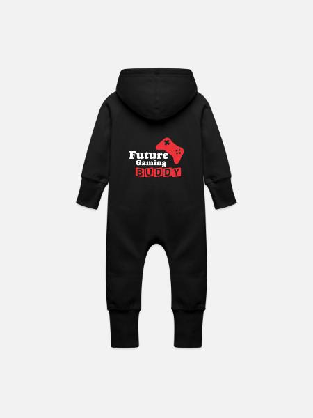 Future Gaming Buddy - Funny Babysuit Baby Body - Økologisk sweatshirt-overall med hætte til baby - sort