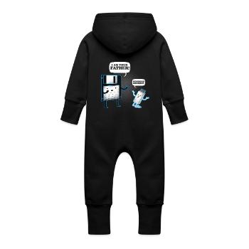 Clé USB Retro disque - Grenouillère à capuche bio en molleton Bébé - noir - Dos
