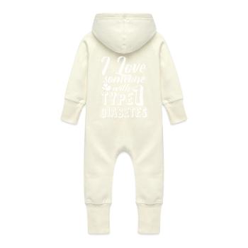 Chemise pour les diabétiques de type 1 - Grenouillère à capuche bio en molleton Bébé - vanille - Dos