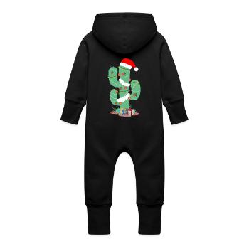 Christmas Cactus Christmas Cactus Gift Xmas - Baby Organic Sweat Overalls With Hood - black - Back