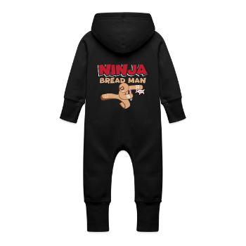 Ninja Lebkuchen Mann Ginga Ginja Geschenk - Baby Bio Sweat Overall mit Kapuze - Schwarz - Hinten