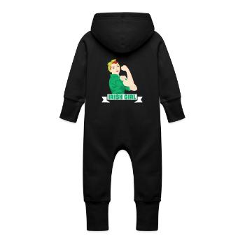 Rolig irländsk flicka St Patricks Holiday Green - Ekologisk sweatoverall med luva baby - svart - Bak