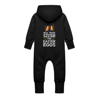 Wird Handel Schwester für Ostereier Bunny Ears - Baby Bio Sweat Overall mit Kapuze - Schwarz - Hinten