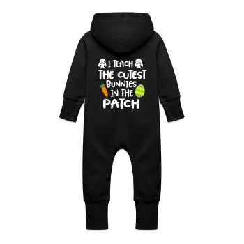 Ich unterrichte die süßesten Häschen im Patch Ostern - Baby Bio Sweat Overall mit Kapuze - Schwarz - Hinten