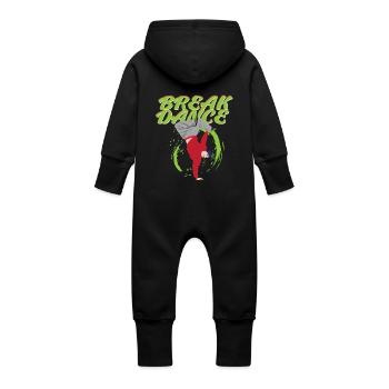 break dancing - Baby Organic Sweat Overalls With Hood - black - Back