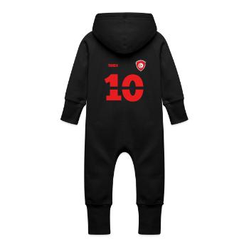 Tunesien Jersey retro Trikot 2018 Style - Baby Bio Sweat Overall mit Kapuze - Schwarz - Hinten