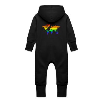 Regenbogen Welt - Baby Bio Sweat Overall mit Kapuze - Schwarz - Hinten
