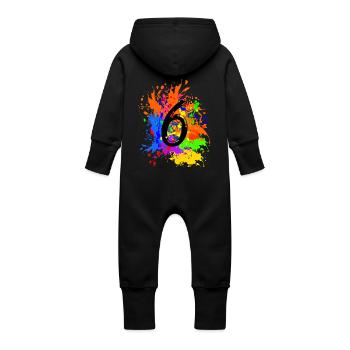 Splash 6 - Baby Organic Sweat Overalls With Hood - black - Back